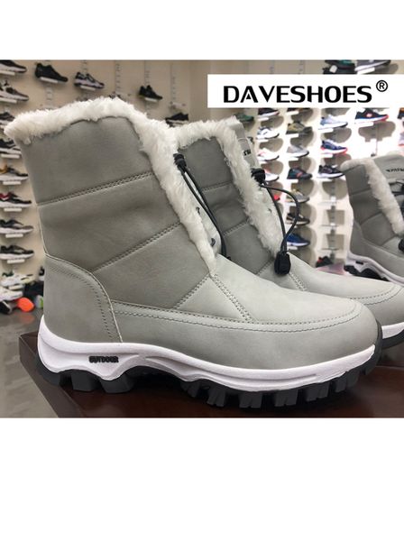 

women mid-culf snow boots winter warm thick fur non-slip platform boots europen size fashion women winter shoes botas mujer, Black