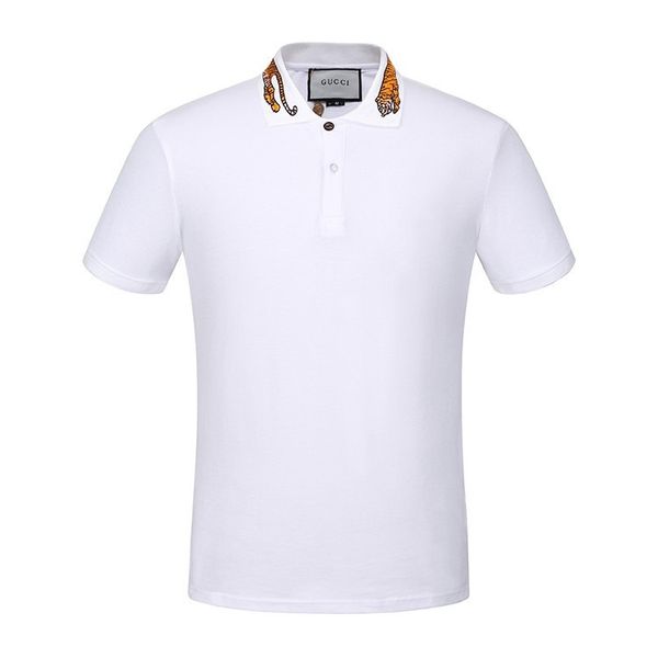 

20g italian men's designer polo shirt men's high street embroidery garter belt h tiger bee printing brand cotton clothing tee, White;black