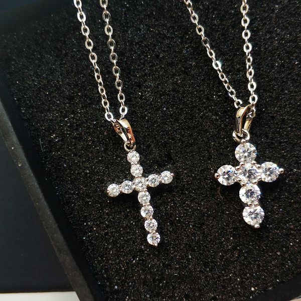 

женщины цирконий крест ожерелье медь классический collares де moda 2020, Silver