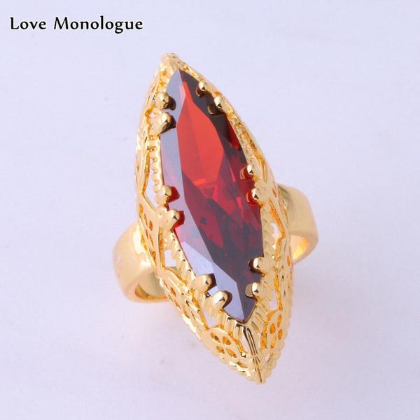 

love monologue exquisite red imitation garent yellow gold color horse eye rings for women jewelry christmas gift x0012, Golden;silver