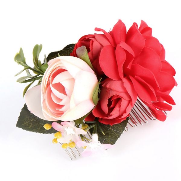 

women rose flower hairpin brides hair pins clips combs bridesmaid blooming flower headband jewelry accessories girls, Golden;silver