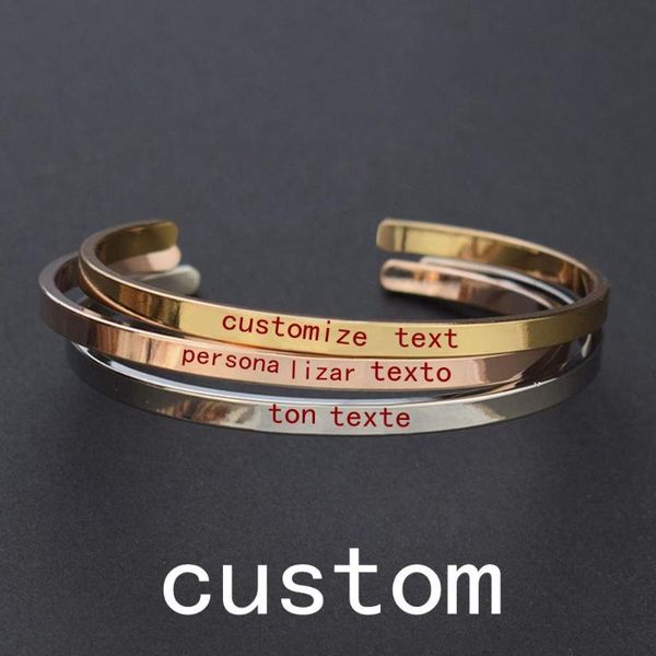 

letterring bangle hakuna matata simple inspirational letters engraved african proverb bracelet copper alloy, Black