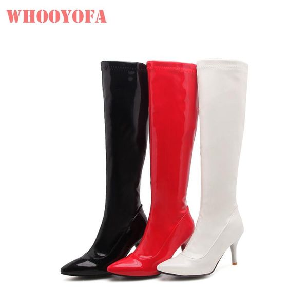 

boots sale brand winter fashion black white women knee high spike heels lady stripper shoes w3-22 plus big size 10 32 45 48