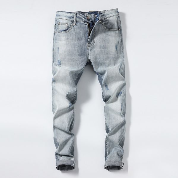 

mens designer luxury fashion elasticit trousers exquisite cowboy famous brand zipper designer good quality goods hip hop denim, Blue
