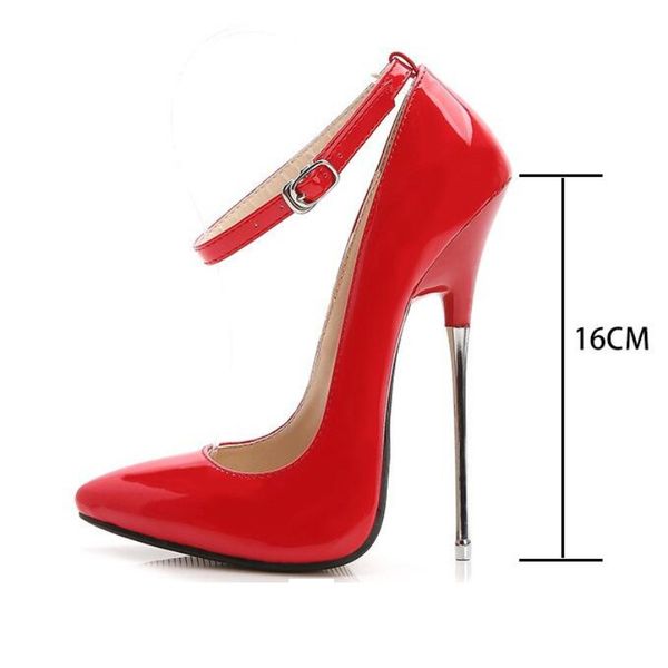 

dress shoes 16cm super spike heel pumps women big size 44 woman party t show female leather heeled pump, Black