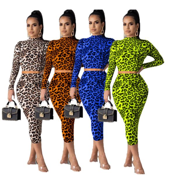 

новое прибытие leopard tracksuit hoodie свитер с длинным рукавом crop top + bodycon платья наряды женская одежда 2 piece set midi платья ly8, White