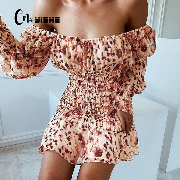 

casual dresses cnyishe 2021 autumn print off shoulder dress women fashion slim sheath vestidos robes female streetwear, Black;gray