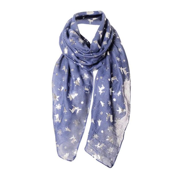 

women christmas scarf soft thin chiffon silk scarf flower printed scarve wrap shawl neckerchief new christmas tree 2020 30, Blue;gray
