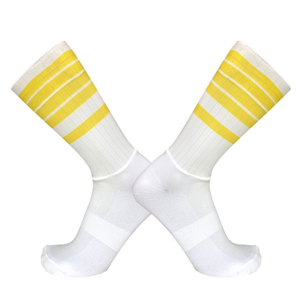 

sports socks non-slip silicone cycling road sport socksyellow striped, Black