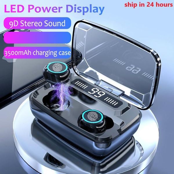 

m11 3500mah led bluetooth wireless earphones headphones earbuds tws touch control sport headset noise cancel earphone headphone