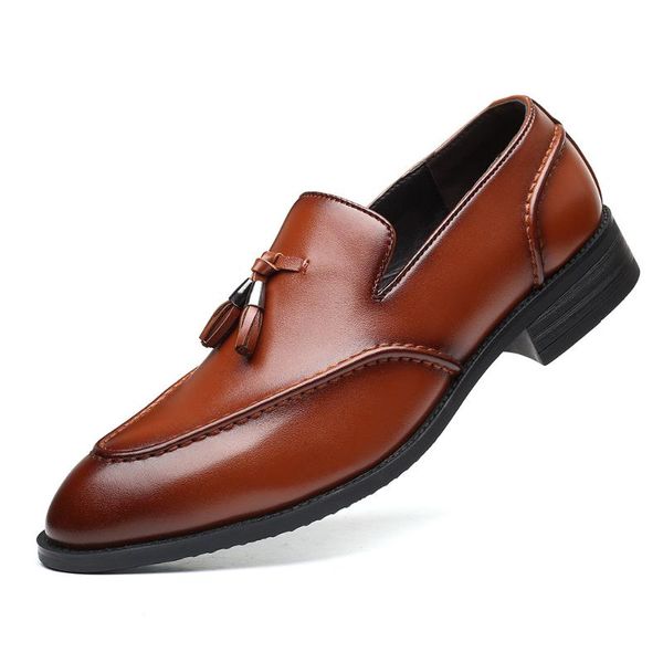 

2020 men tassel loafers italian dress shoes casual loafer for men slip-on wedding party shoes male designer leather, Black