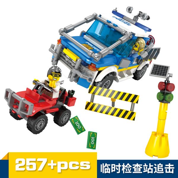 

city police hunt down loading car model children puzzle building blocks assembled small particles diy figures bricks boy toy 04