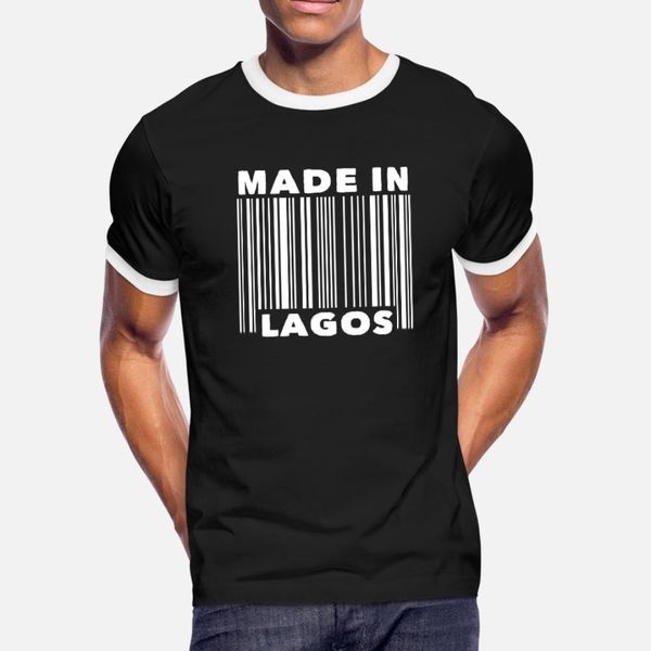 

lagos nigeria barcode t shirt men printing 100% cotton crew neck natural loose building spring autumn novelty shirt