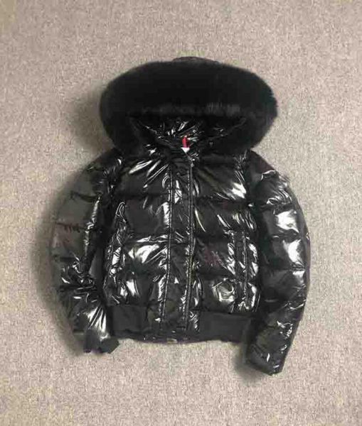 

2020 winter down jacket women new style large size loose patent leather bright down jacket female short coat, Black
