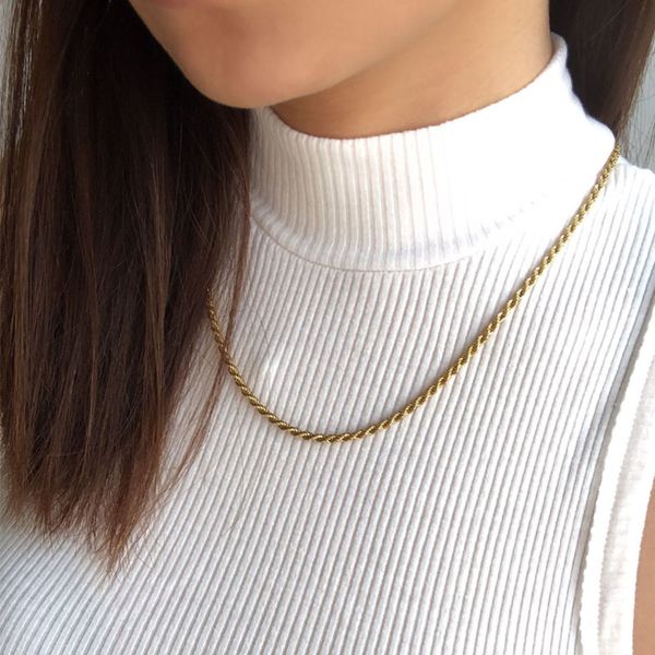 

gold color titanium steel twist chain men and women necklace, Silver