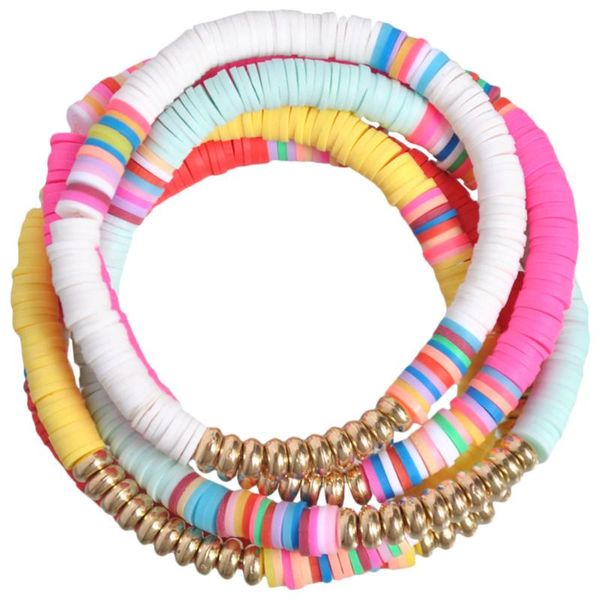 

5pcs natural bracelet sliced craft polymer clay jewelry for women colorful, Golden;silver