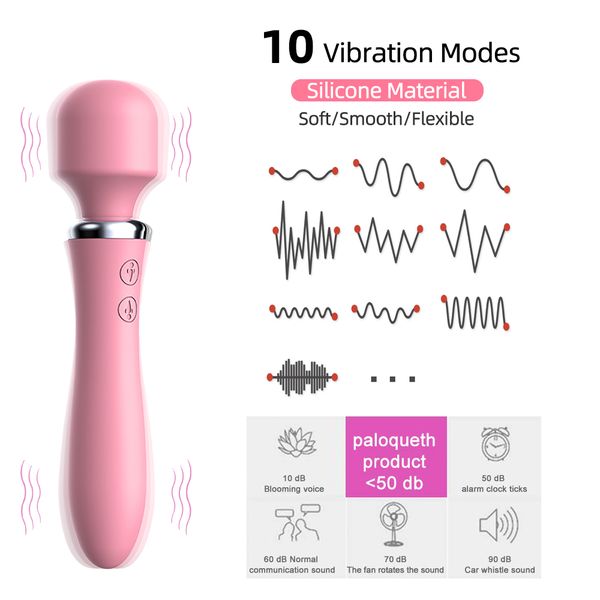 

silicone wand massager, usb 10 vibrating speeds powerful big magic massager vibrators for shoulder, back, neck, legs, sport recovery muscle