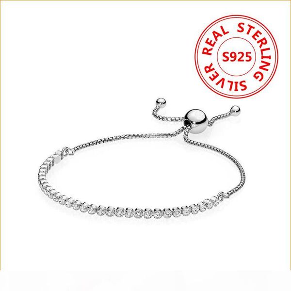 

adjustable size shining crystal bracelet 925 sterling silver cz diamond jewelry fit pandora style wedding gift bracelet for women, Golden;silver