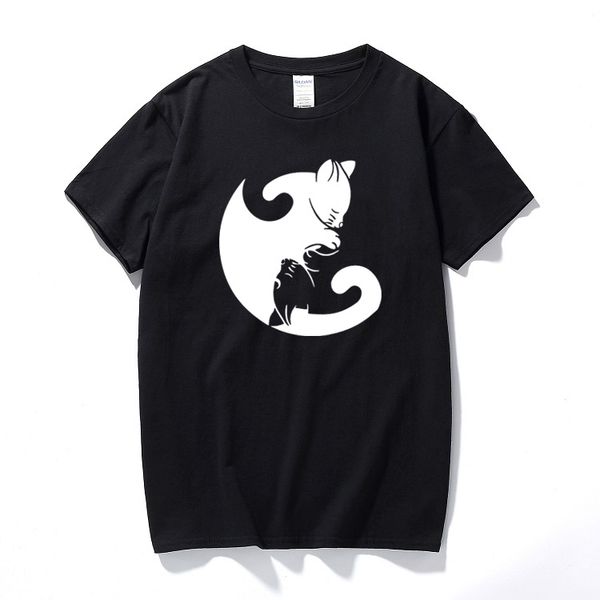 

men clothes cat yin yang t-shirt funny t shirt retro fashion animal cute pet designer cool cotton short sleeve tshirt