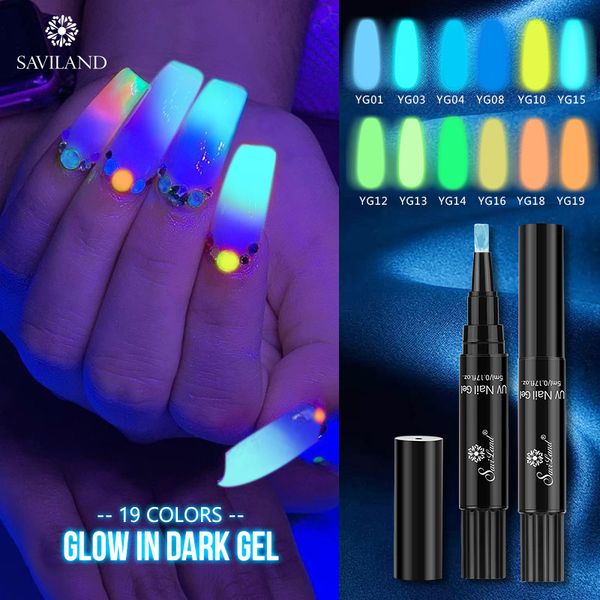 

saviland glow in the dark nail art gel nail varnish pen glitter gel polish hybrid dawdler uv art lacquer paint, Red;pink