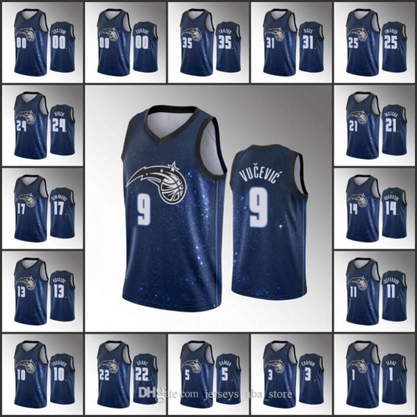 

men mohamed bamba aaron gordon evan orlando fournier nikola vucevic jonathan isaac city navy magic custom jersey, Black;red