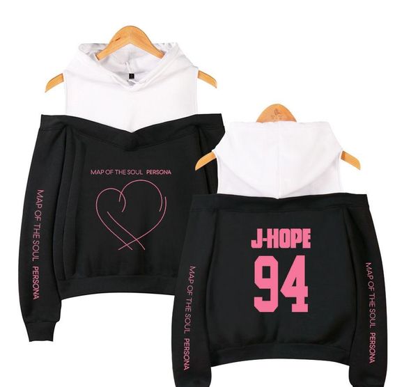 

map of the soul persona sweatshirts jimin rm jung kook women hip hop casual off shoulder hoodies fans present for youth girls045, Black