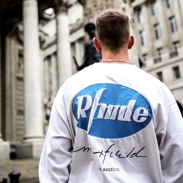 

18fw rhude * maxfield flame eagle printed joint sweatshirt long sleeves fashion pullover sweatshirt street casual oversize hfhlwy074