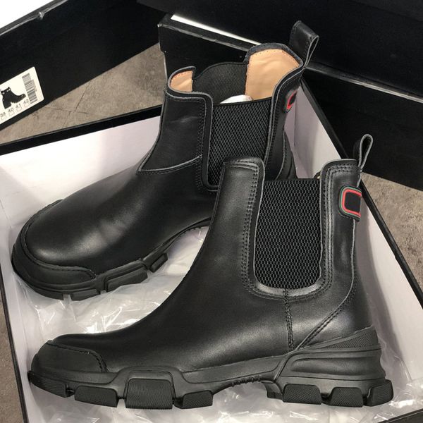 

mens loen leather ankle boots women black white chelse boot designers slip on winter martin shoes rubber sole elastic inserts lovers boot