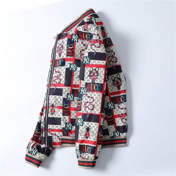 

italy fashion men women casual zipper outwear jogging fitness sport wear jacket printed letter g men's jackets, Black;brown