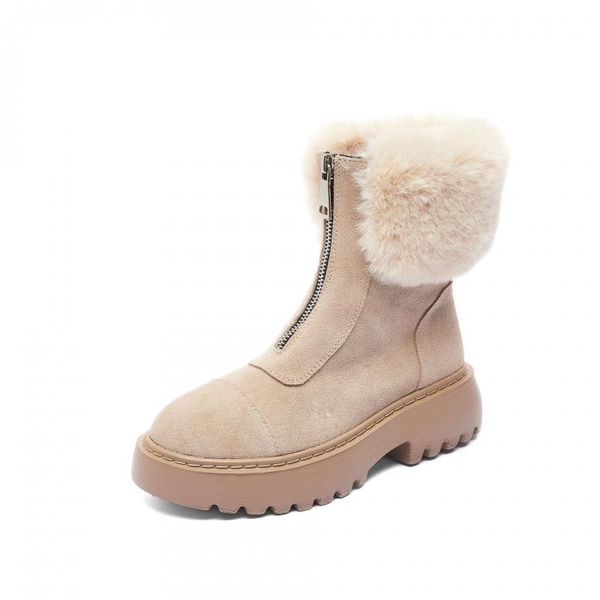 

swonco front zipper snow boots women's short tube 2020 new boots muffin thick soled women's winter cotton shoes, Black