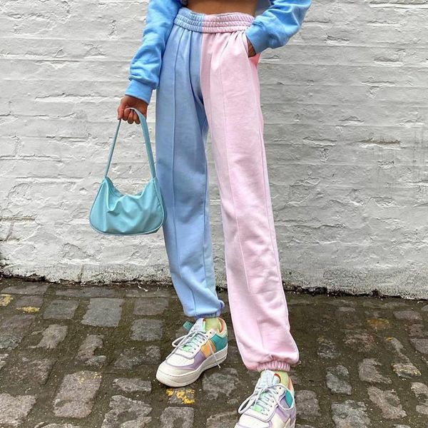 

loose fashion pencil pants women clothes womens patchwork colors designer pants high waist casual pants, Black;white