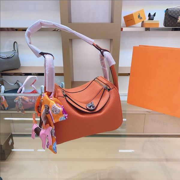 

original style lindy high-quality fashion genuine leather lychee pattern shoulder bag handbag with silk scarf + pony decoration h-001