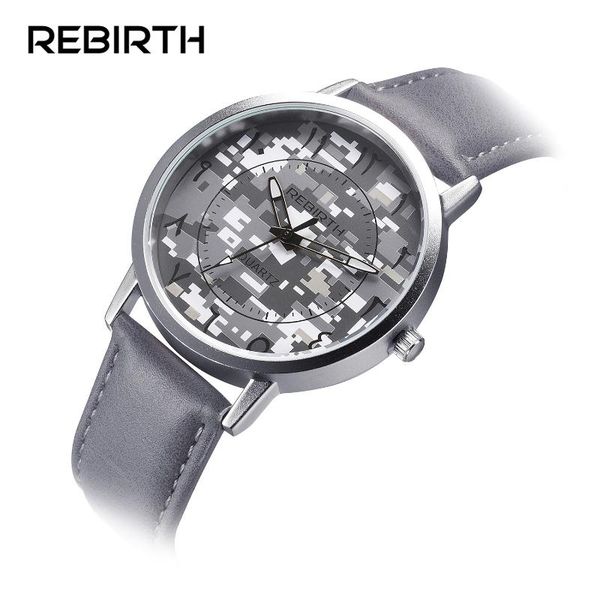 

2020 rebirth brand casual men's watches leather designer fashion style quartz watch men sport army wristwatch, Slivery;brown