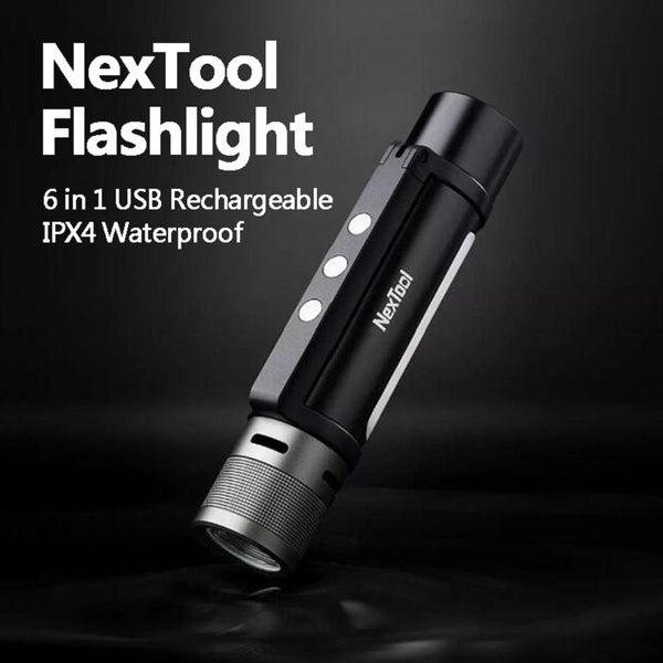 

xiaomi youpin nextool 6 in 1 usb rechargeable flashlight 240m ipx4 waterproof led flashlight type-c searching torch for camping