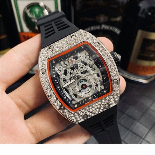 

wholesale fashion mens luxury watch classic design diamond bezel iced out designer watches quartz movement sport wristwatches, Slivery;brown