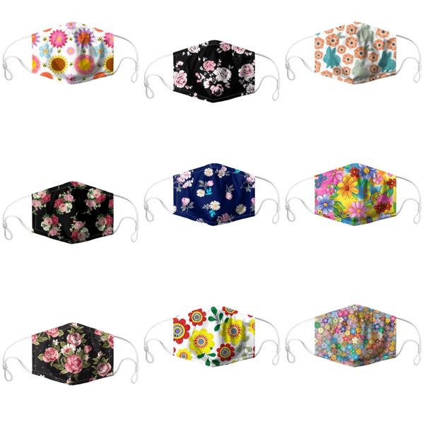

designer ice silk face masks printed colorful masks anti dust mascherine#410, Black