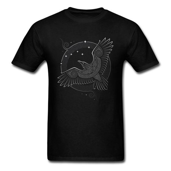 

northern raven t-shirt men tribal tattoo vikings graphic t shirt black tshirt cotton clothing hipster halloween tees