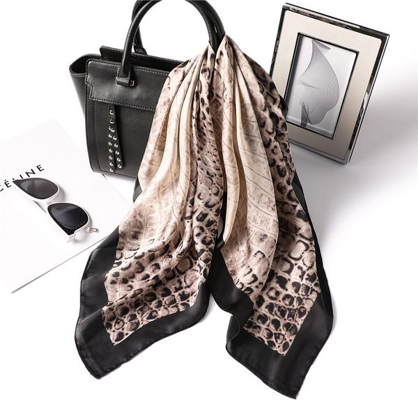 

snake print black satin square scarves headscarves 70x70cm winter women shawls scarves wraps summer air-condition shawl, Blue;gray