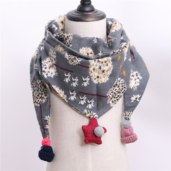 

spring baby girls cute dot plaid star triangle scarves winter boys girls shawl children cotton neck collar warm kids neckerchief, Blue;gray