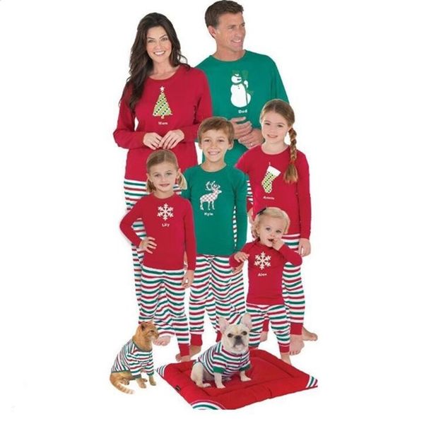 

xmas parent-child outfit child stripe printed pajamas pants set christmas long sleeve trousers pajamas wy782q, White