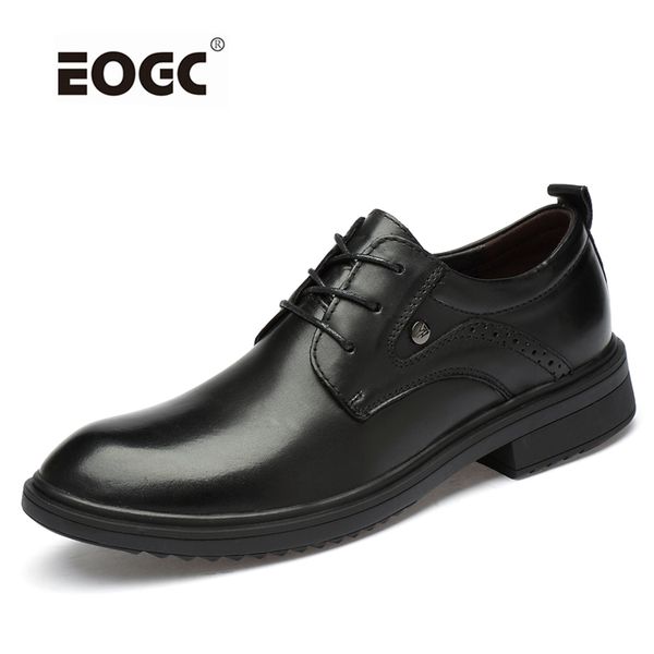 

new business dress shoes genuine leather formal office oxford large size wedding men shoes handmade party, Black