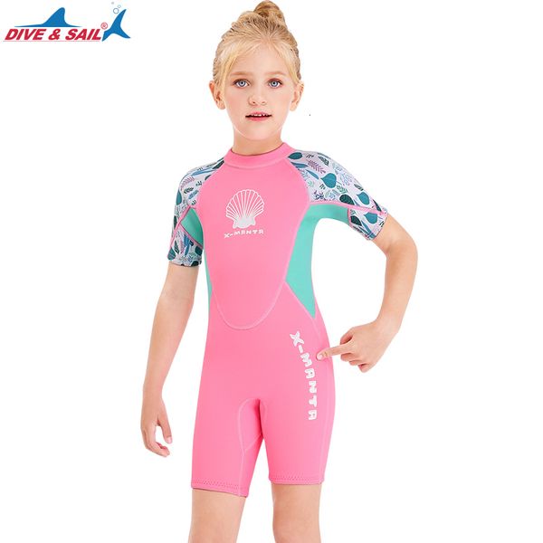 

2020 spring wetsuit 2.5mm neoprene kids diving suit uv protection shorty one-piece snorkeling swimsuit children girls keep warm