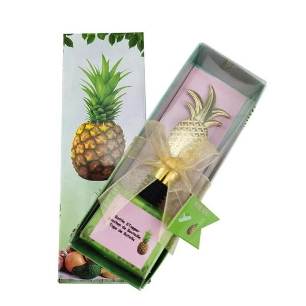 

party favor 10pcs/lot golden pineapple bottle sers red wine ser wedding favors
