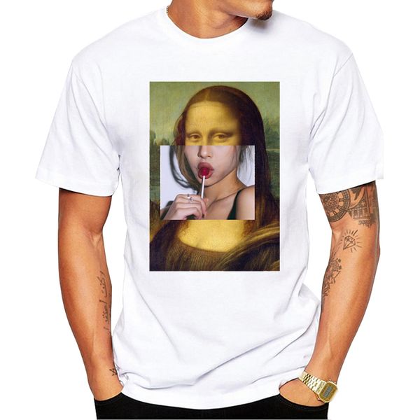 

teehub short sleeve summer mona lisa lolly pop men t-shirt funny smoking mona lisa printed tshirts casual tee hipster