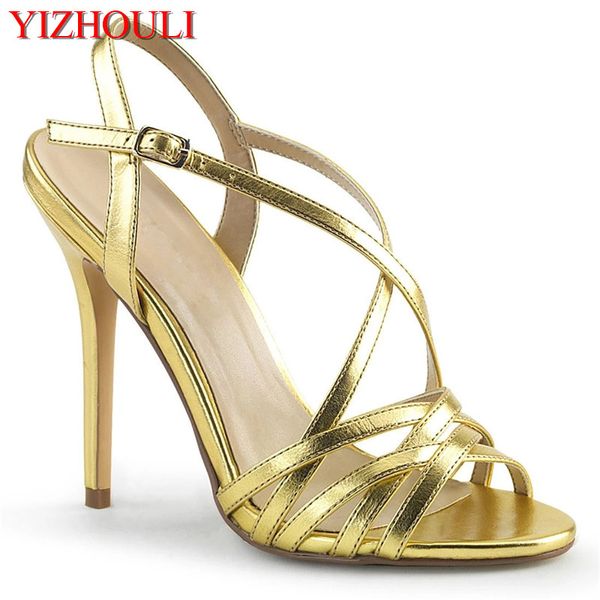 

sandals ladies cross lace up high heels stage shoes 12cm sandals, banquet pole dance, Black