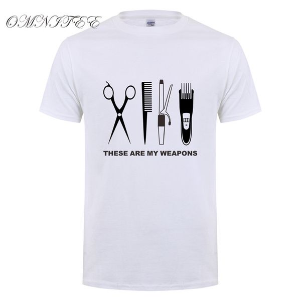

new summer fashion hairdresser t shirt men short sleeve cotton barber weapons t-shirt scissors tshirt camisetas ot-818