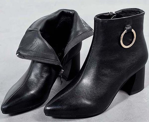 

fashion leather star women shoes woman leather short autumn winter ankle fashion brand women boots 02 p58, Black