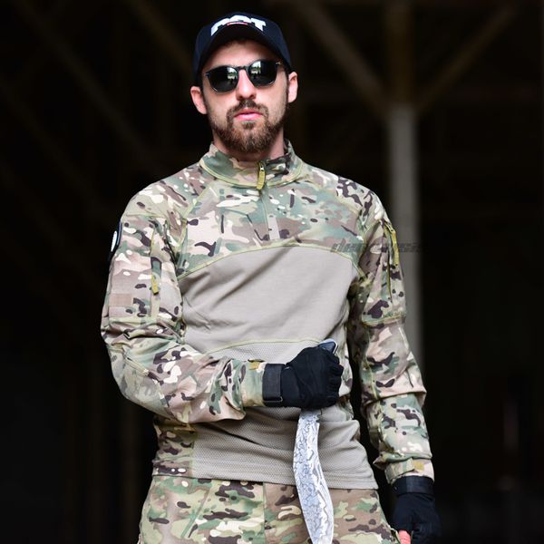 

hunting sets multicam men shirts combat uniform long sleeve shirt paintball tactical camouflage breathable, Camo