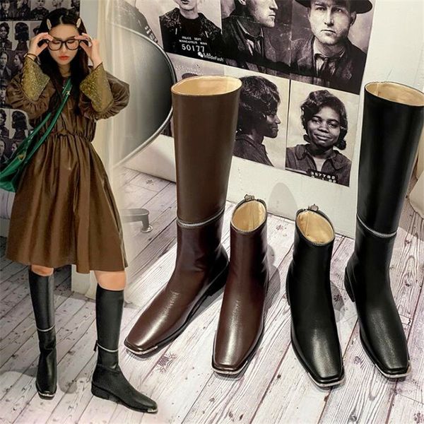 

metal decoration two-wear square-toed ladies boots black brown short boots winter ladies fashion long