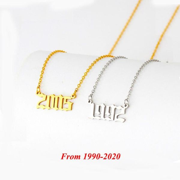 

stainless steel birthday necklaces pendants for women men gold long chain male female bff necklace fashion jewelry, Silver
